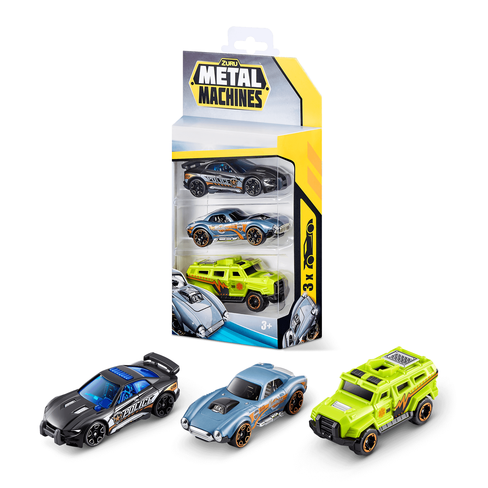 Metal Machines Mini Racer Car, 3 Pack